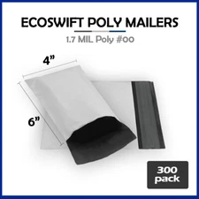300 4x6 EcoSwift Poly Mailers Plastic Envelopes Shipping Mailing Bags 1.7MIL