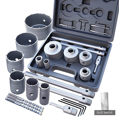 15Pcs Concrete Hole Saw Set with SDS Shank & Dust Catchers for Walls & Brick