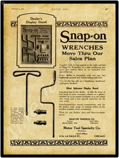 1922 Snap On Wrench Co. New Metal Sign: Dealer Display Board  - Large Size
