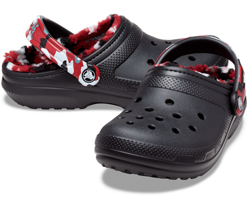 Crocs CLASSIC LINED CAMO CLOG Black Red 