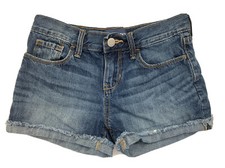 EUC Old Navy Girls Cuffed cutt off denim blue jean Shorts Size 10 Regular