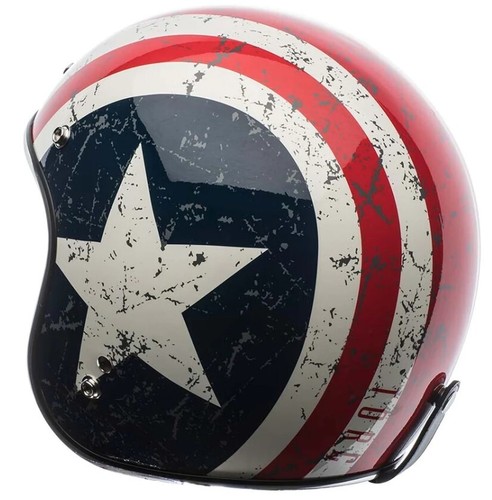 Torc T50 3/4 Vintage Retro Cafe Motorcycle Helmet Gloss White Rebel Star X Small - Picture 4 of 8