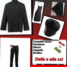 KIT COMPLETO DIVISA NERO PIZZAIOLO CUOCO RISTORAZIONE PIZZERIA 