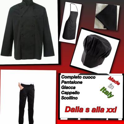 KIT COMPLETO DIVISA NERO PIZZAIOLO CUOCO RISTORAZIONE PIZZERIA