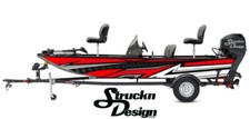 Boat Wrap Red Black White Vinyl Graphic Decal Kit Fishing Abstract Angled Lines