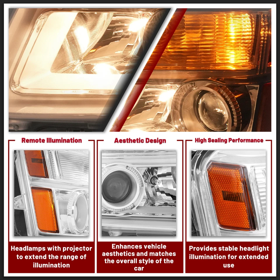 Left Right Chrome Projector Headlights Headlamp For GMC Terrain 2010-2015 W/Bulb - Image 3 of 4