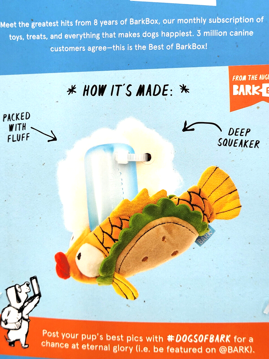 bark box fish taco BARK BOX Ernesto The Fish Taco Plush Squeaky Tug & Shake Dog Toy 9
