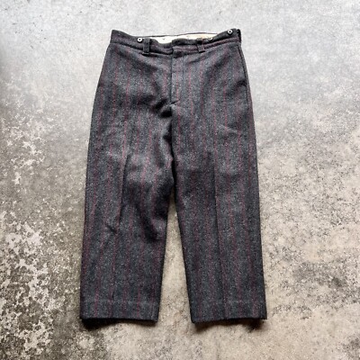 Vintage 1960s 60s LL Bean Script Wool Pinstripe Hunting Pants W