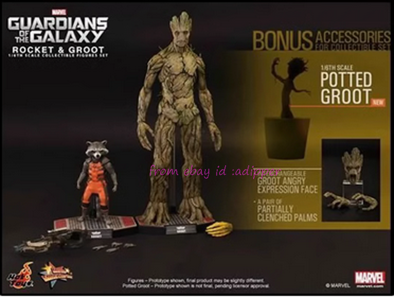 Hot Toys Mms254b 1/6 Guardians Of The Galaxy Rocket And Groot