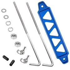 Billet Aluminum Battery Hold Down Bracket with 18-8 304 Stainless 8inch Blue