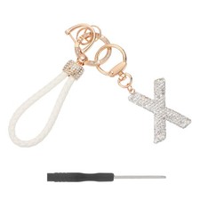 Initial Letter Keychain Letter X - Initial Wristlet KeyChain White