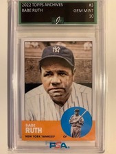 2022 TOPPS ARCHIVES BABE RUTH #3 Yankees 10 Gem Mint