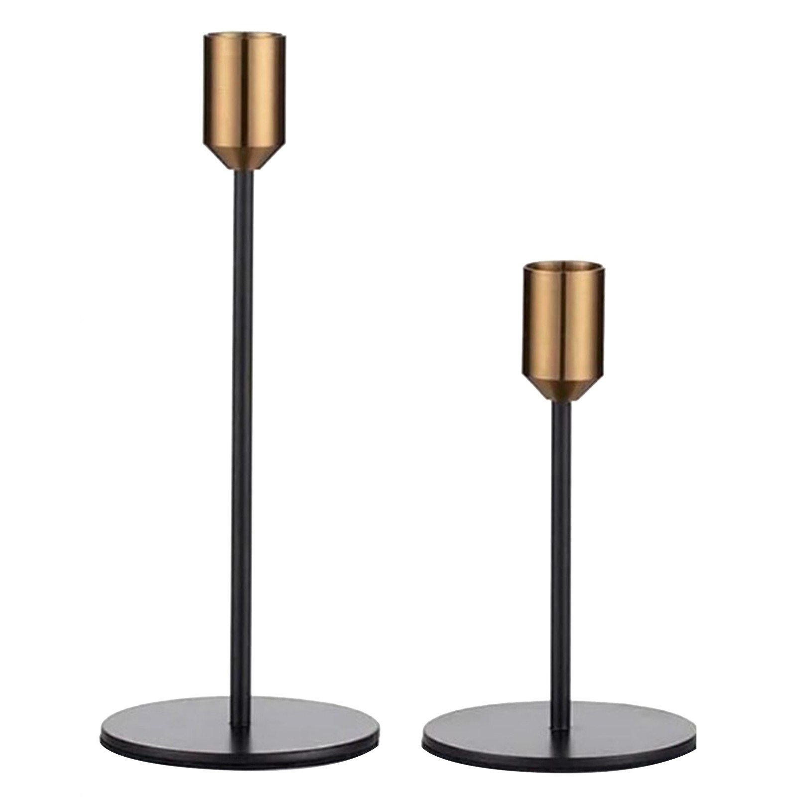 2 Pcs Metal Candle Holder Design Antique Black Candlestick.