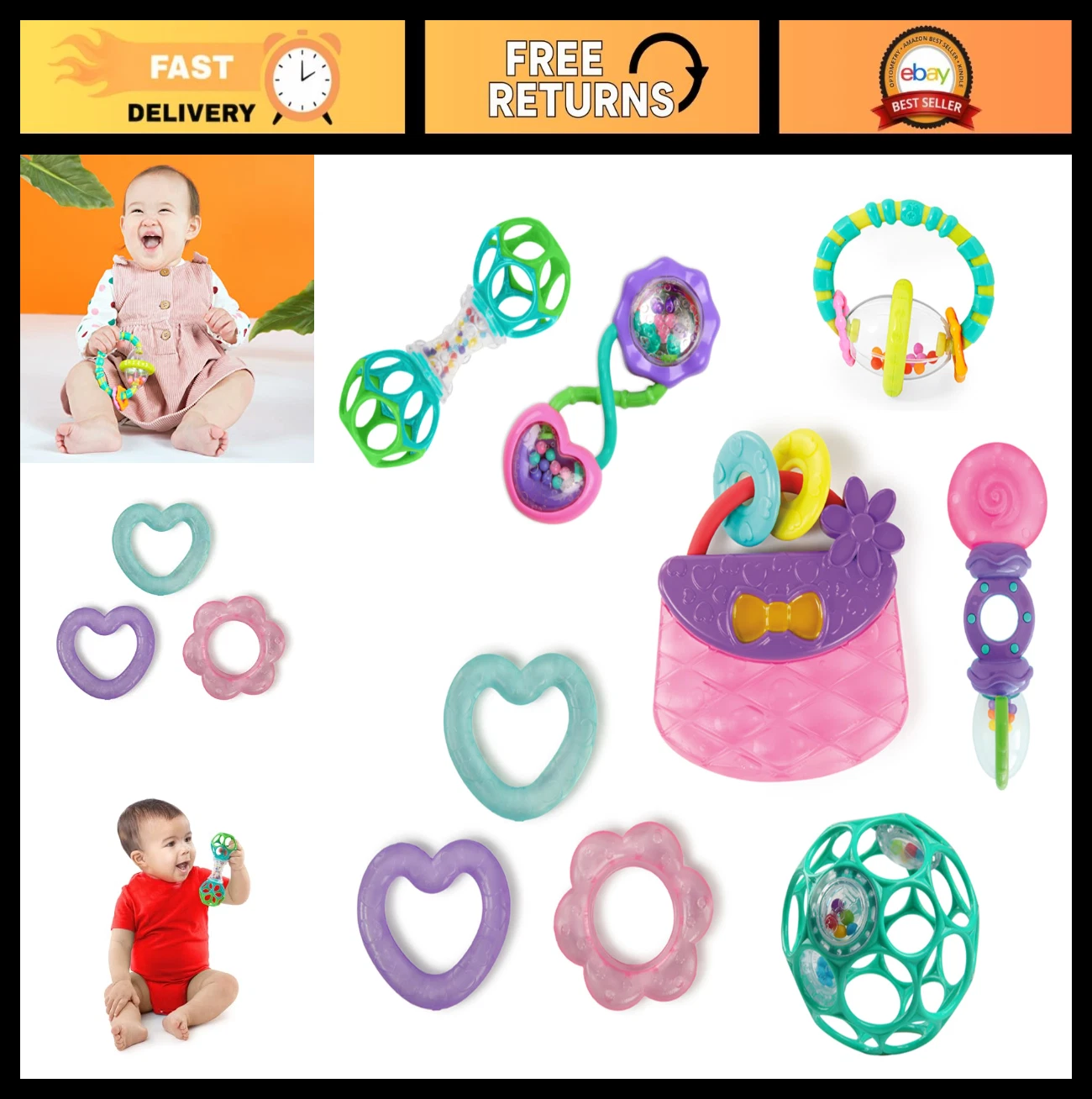 9-Piece Teething Toys Set - BPA-Free Rattles & Chillable Teethers for Babies 3+
Opens in a new windo