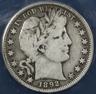 1892 50c Barber Half Dollar ANACS F 12
