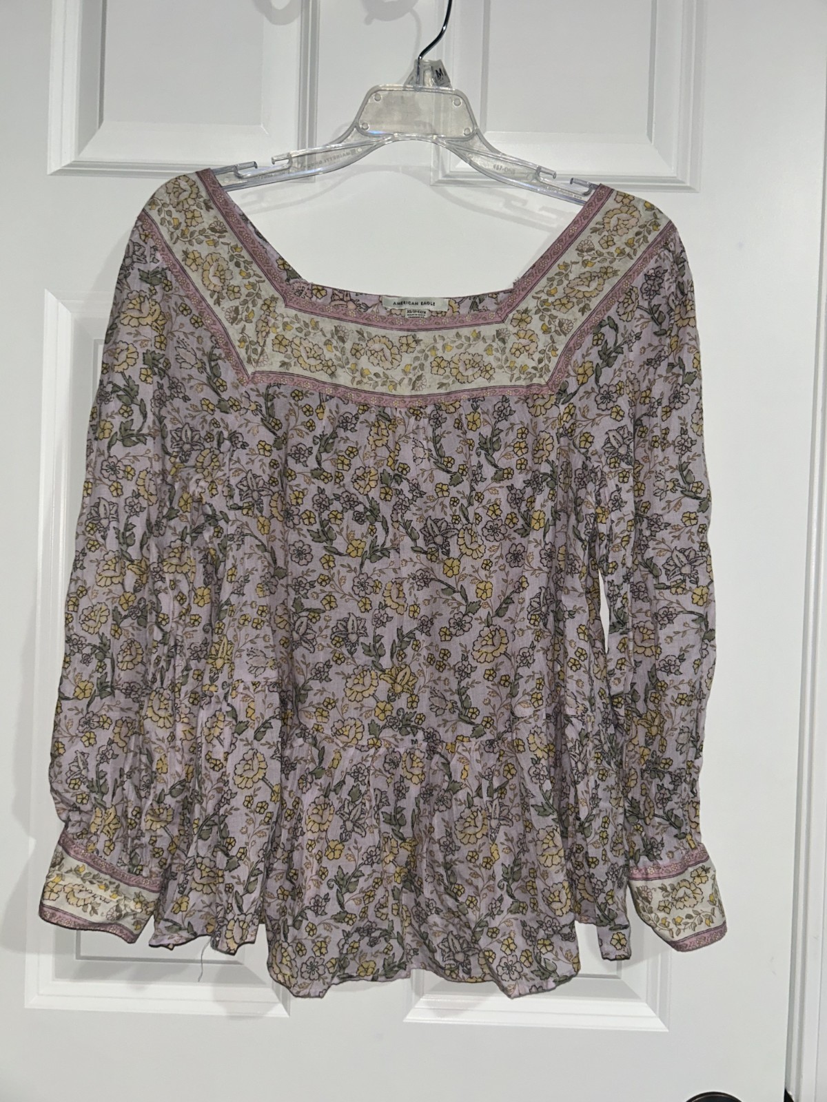 American Eagle Oversized Square Neck Peasant Blou… - image 1