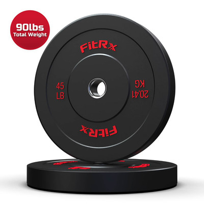 FitRx 45lb Bumper Plates   Olympic Weight Plates for Home Gym, Pair, Free Ship