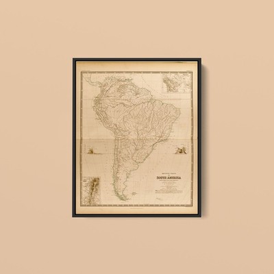 Vintage Maps - Mountain Systems of South America - Art Print on Paper or Canvas