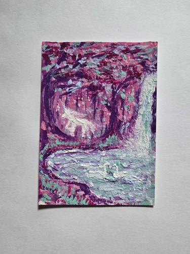 ACEO Original Gouache Painting #9. Colorful Magical Unicorn by Jolie K Zumba