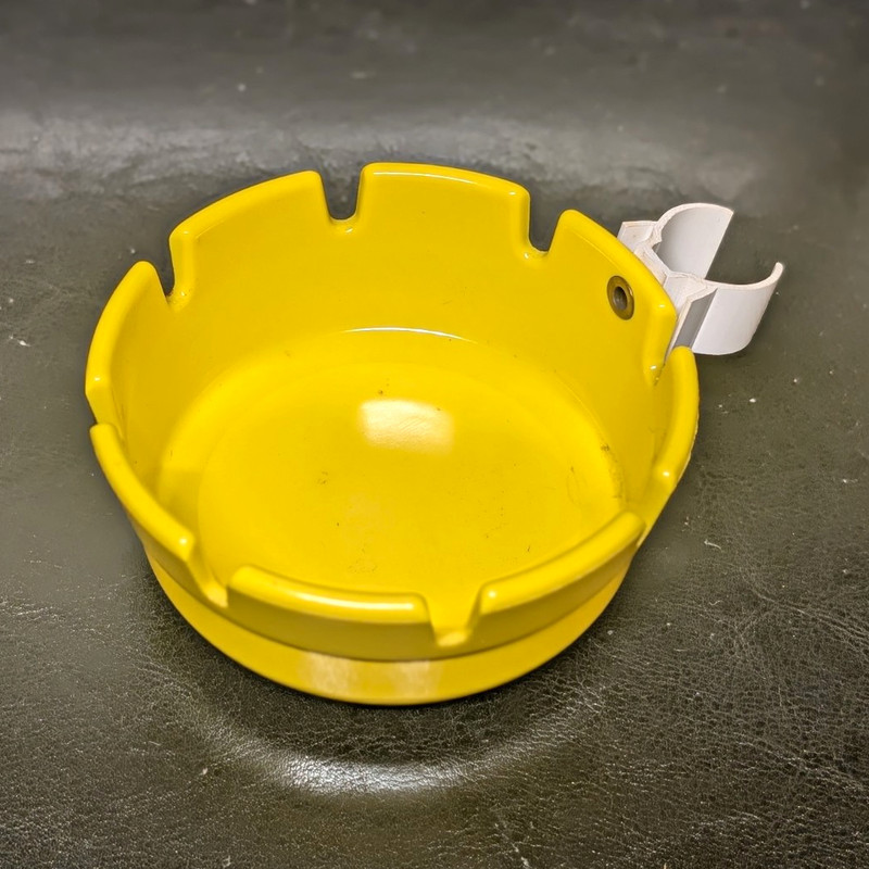 Vintage Ges-Line Yellow Melamine Ashtray With Clip On Holder MCM Made in USA