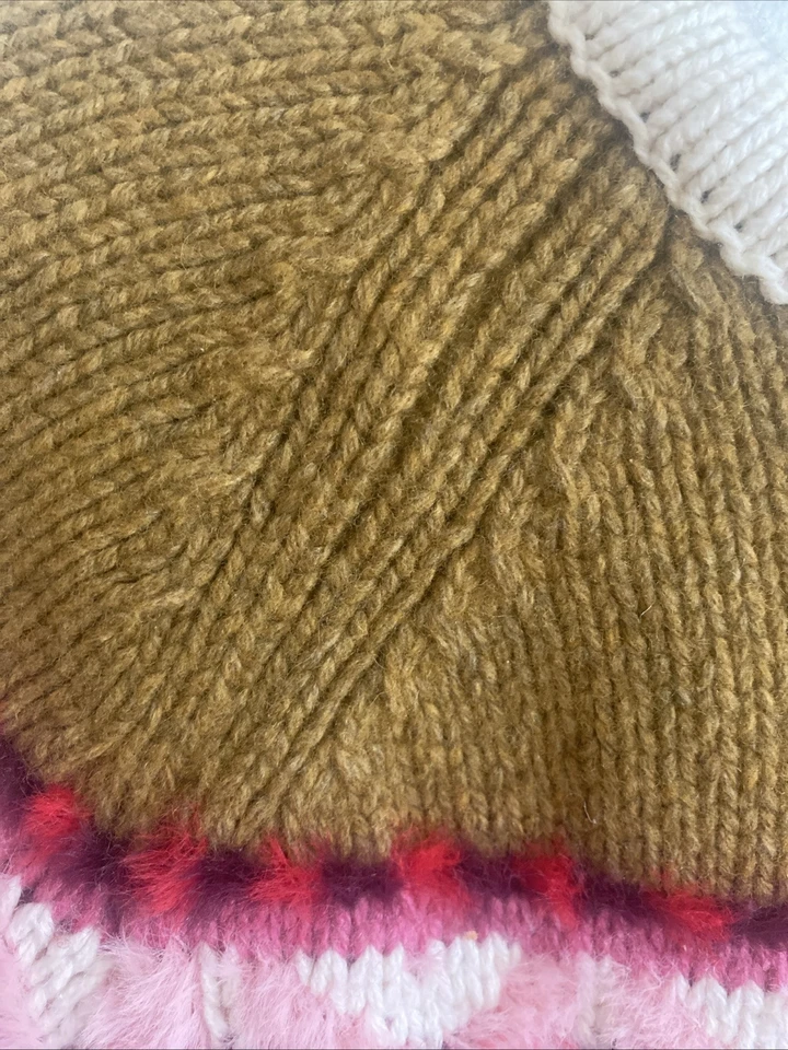 Anthropologie Field And Flower 羊毛混纺海军蓝粉色毛衣女式 L 码 — 第 4/4 张图片