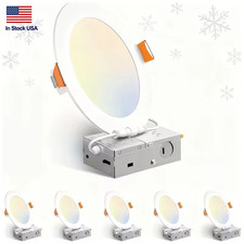 6 Pack 6in Led Recessed Ceiling Panel Lights 12w 1200lm 5cct Dimmable Slim Etl