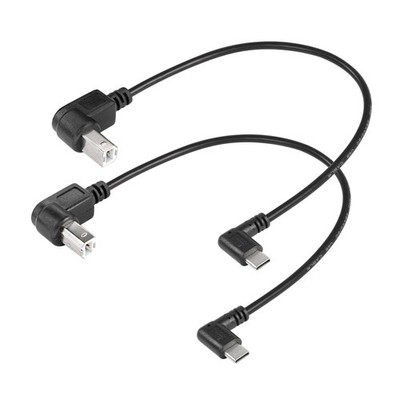 2 Pack 11.8 inch USB B to Type C Male Printer Cable, Right Angled, for Printe...