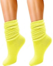 4 Yellow Slouch Knee Socks Scrunch Women Hooters Uniform Run Walk Hike Yoga