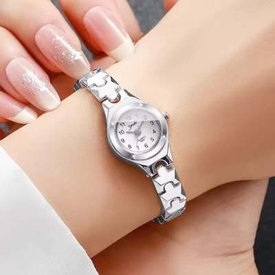 Women s Dainty Watch French Vintage Style Stainless Steel Silver Arabic Dial