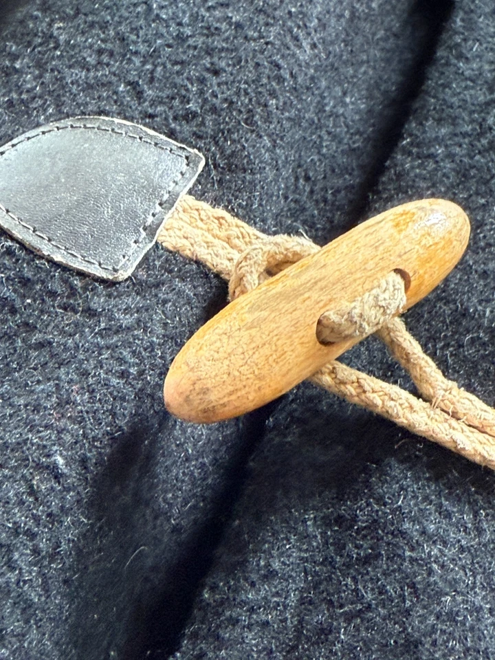 ABRIGO LODEN VINTAGE Para Hombres XL Lana Pesada ABRIGO Palancas Negro ALEMANIA OCCIDENTAL Capucha Foto 4 de 4