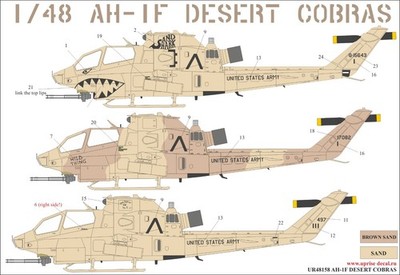 1:48 Decal Bell AH-1F Desert Cobras UpRise UR48158