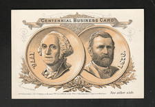 SCARCE 1876 Centennial Exposition Trade Card - Washington & Gen Ulysses S Grant
