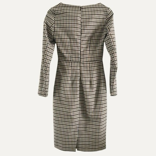 Erika Cavallini Italy Scoop Neck Long Sleeve Preppy Career Dress Check NWOT 44/8 - Picture 2 of 7