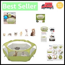 Easy Pop-Up Waterproof Pet Playpen - Portable 52.4" Green Cage for Small Animals