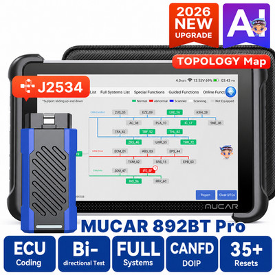 NEW 2026 MUCAR 892BT PRO OBD2-Scanner Topologie-Karte J2534 DOIP CANFD ECU-Cod