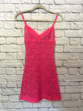 Victoria  s Secret Womens Size Small Hot Pink Lace Chemise STRETCH Slip Nightie