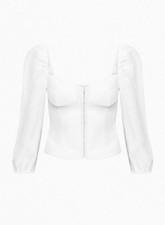 WILFRED x ARITZIA Muse Linen Bustier blouse with puff sleeves White Sz XS
