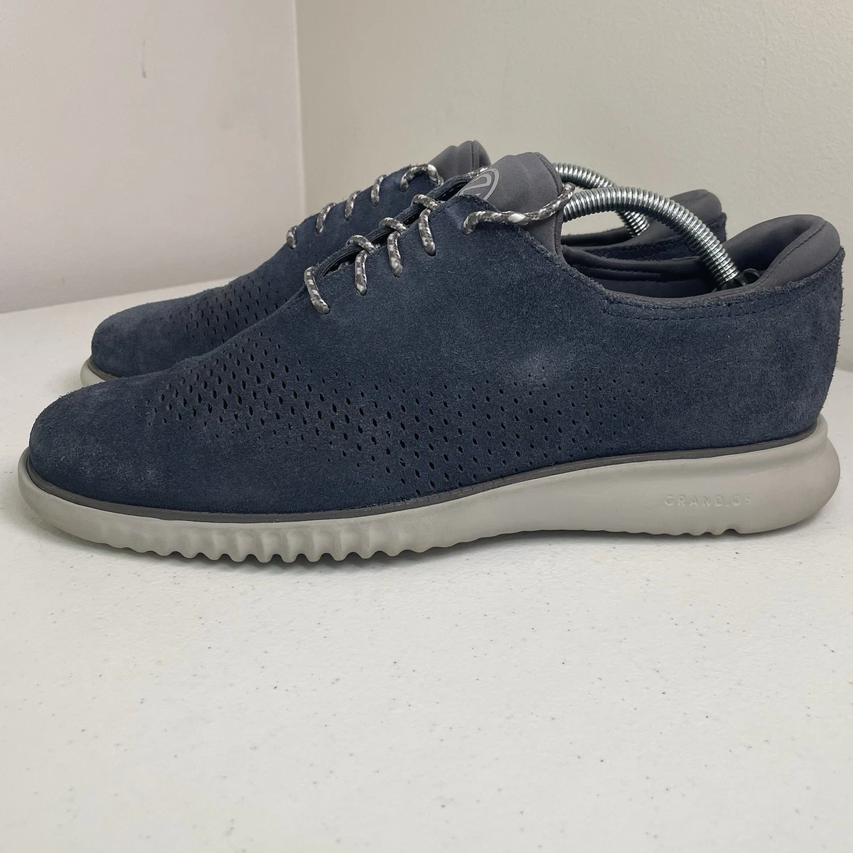 Cole Haan Men\'s 2.ZERØGRAND Lined Suede Wingtip Oxford Style C35631 Blue Grey Cole Haan 2.Zerogrand Laser Wingtip Oxford - Free Shipping | DSW main image 3
