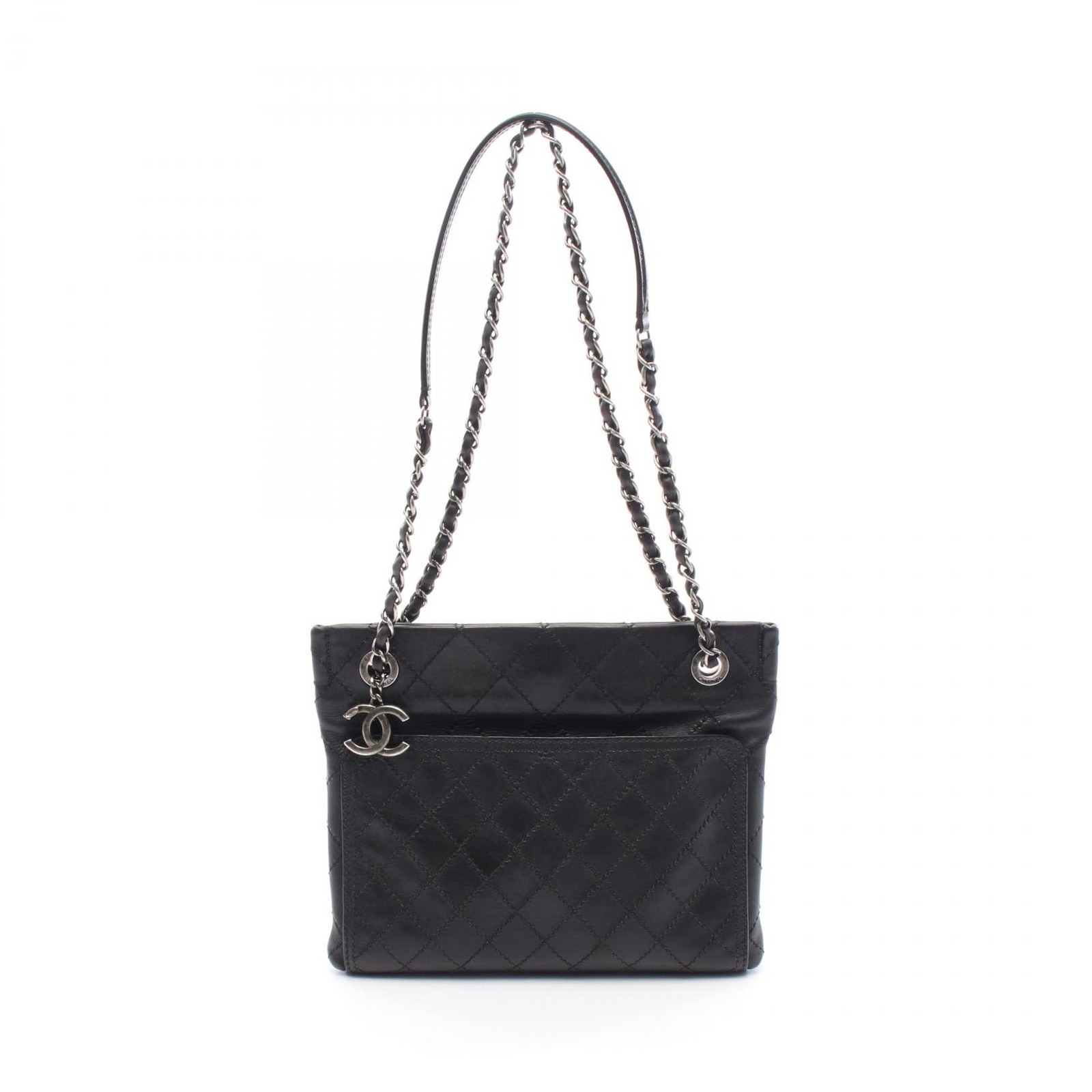 Chanel Wild Stitch Leather Shoulder Bag in Black r7_0707