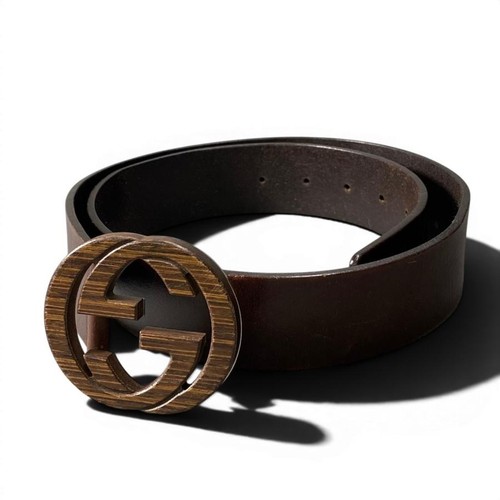 Used f10 GUCCI GG Marmont Interlocking G Leather Belt 268235 Brown k02i