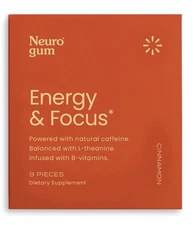 Neuro Gum B-12 Nootropics Caffeine 1pk 9pcs Boost Energy & Focus Cinnamon