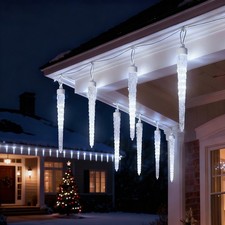 Christmas Icicle Lights Outdoor,20FT Crystal String Light with Cool White