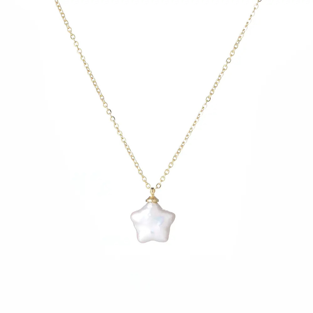 Gold Plated Freshwater Pearl Necklace Star