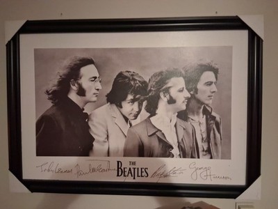 The Beatles John Lennon Paul McCartney Facsimile Signed  Framed Poster 24''×36''