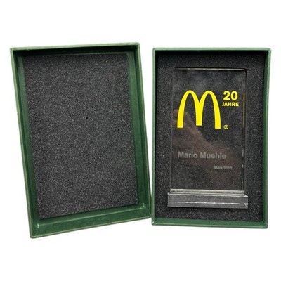 Mc Donald s 20 Jahre Mitarbeiter Award Glasschild Trophäe 15-20cm Auszeichnung