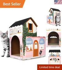 Stylish Cardboard Cat House and Scratcher with Catnip - Perfect for Playtime