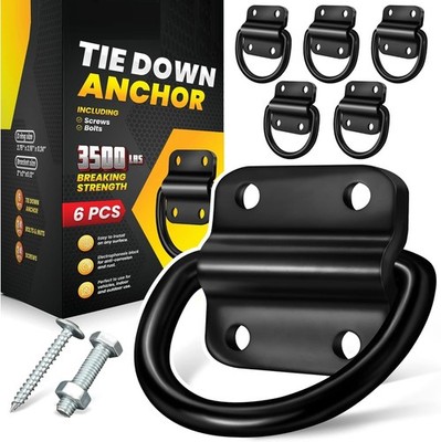 6PCS Cargo Tie Down Anchors   3500 LB Heavy Duty D Rings for Trailers, Truck Bed