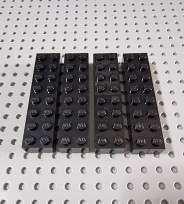 LEGO Basic Baustein Grundstein Basisstein 2x8 Schwarz 4 Stk Black Brick 3007 R1