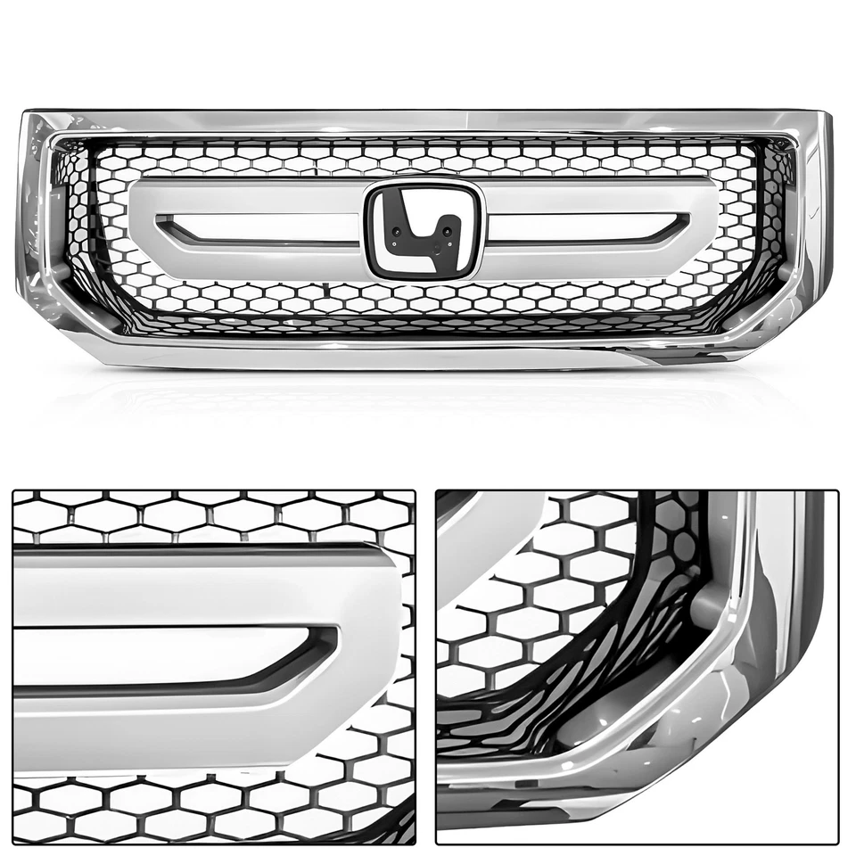 Front Bumper Grille Chrome For 2009-2011 Honda Ridgeline 71100-SJC-ZZ00 Foto 3 de 4