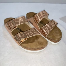 Birkenstock gold croc glimmer leather double strap sandal size EU 40 usa 9 new